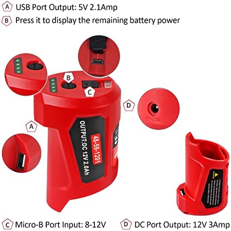 1697957312 177 【Multifunction 】 12V USB Power Source Replacement for M12 Milwaukee