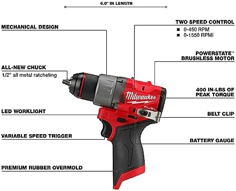 1698915419 95 Milwaukee M12 FUEL 12V Lithium Ion Brushless Cordless 12 in Drill
