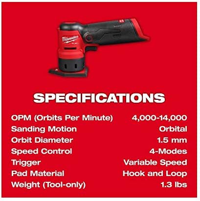 1699435132 228 Milwaukee 2531 20 12V Brushless Cordless Orbital Detail Sander Tool Only