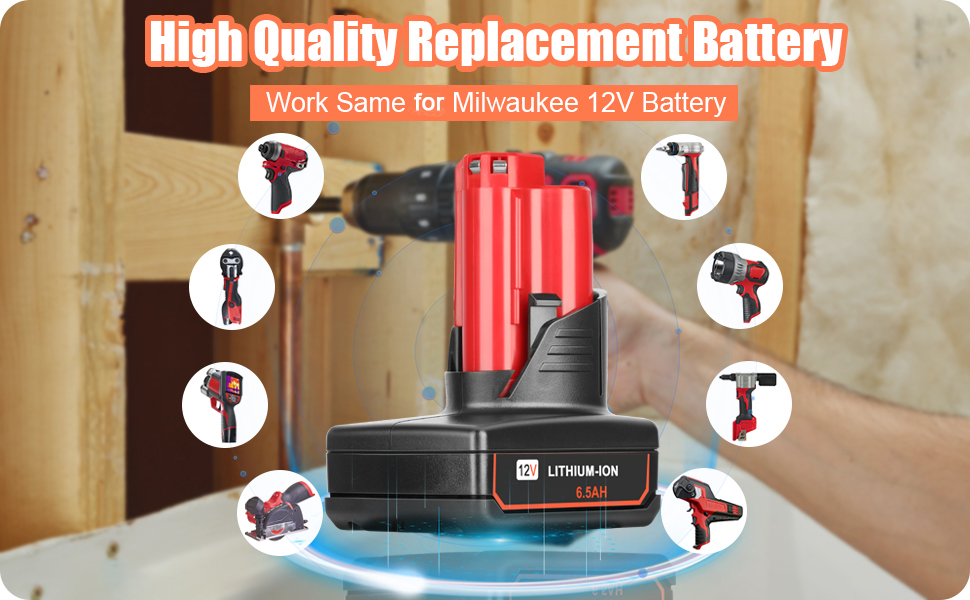 1701171014 328 JYJZPB 2 Pack 65Ah 12V Battery Compatible for Milwaukee M12