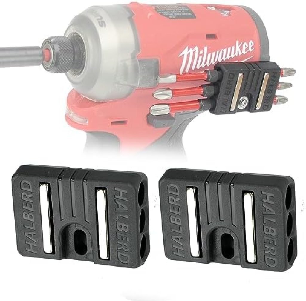 Halberd Universal Fit Magnetic Bit Holder, Securely Mounts to Belt Clip Screw, Fits Both Left and Right Side of Driver, for Milwaukee, DeWalt, Ridgid, Makita, Bosch, Ryobi, More (2 Pack) 27 51EbOKodL. AC