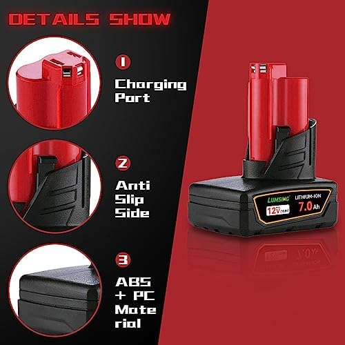 1701519395 249 2Pack Replacement for Milwaukee M 12 Battery 70Ah Compatible with Milwaukee