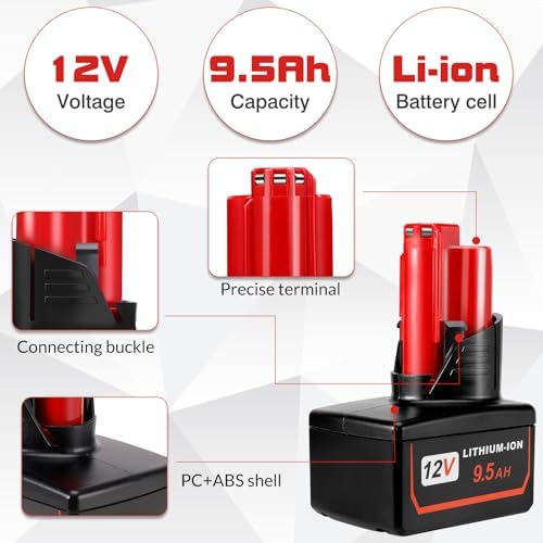 1701952989 183 HUSUE 2 Pack 12V 95Ah Replacement Battery for Milwaukee M12