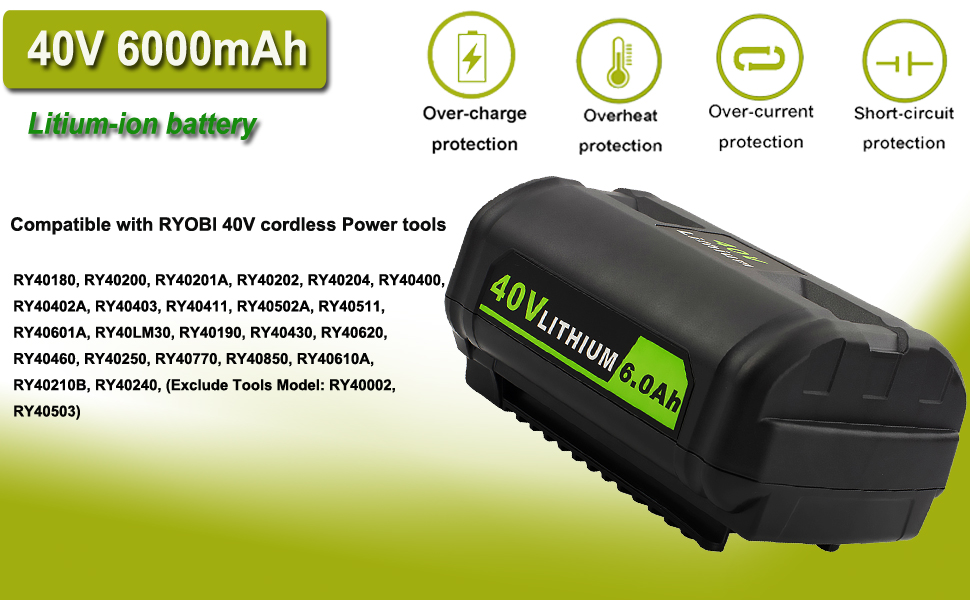 1702994714 368 Bdreer 40V 60Ah Battery Replacement for Ryobi 40V Battery Compatible