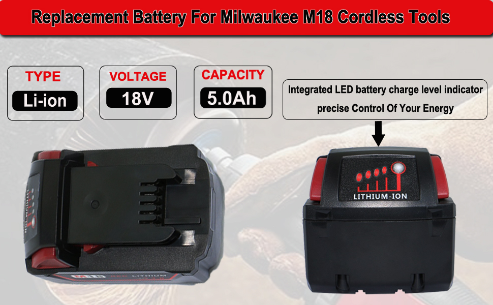 1703081233 630 2 Pack 50Ah M18 Battery Replacement for Milwaukee M18 Battery