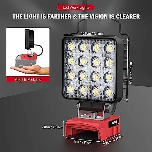 1703514621 722 Upgraded LED Work Light for Milwaukee m18Ecarke Square 48w 4