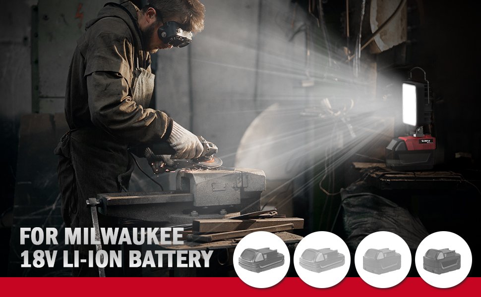 LED Work Light for Milwaukee M18,Ecarke Square 27w Cordless LED Flood Work Lights,18V Lithium Battery Light with Low Voltage Protection & USB&Type-C Charging Port(Upgraded ) 11 1703601832 56 LED Work Light for Milwaukee M18Ecarke Square 27w Cordless LED
