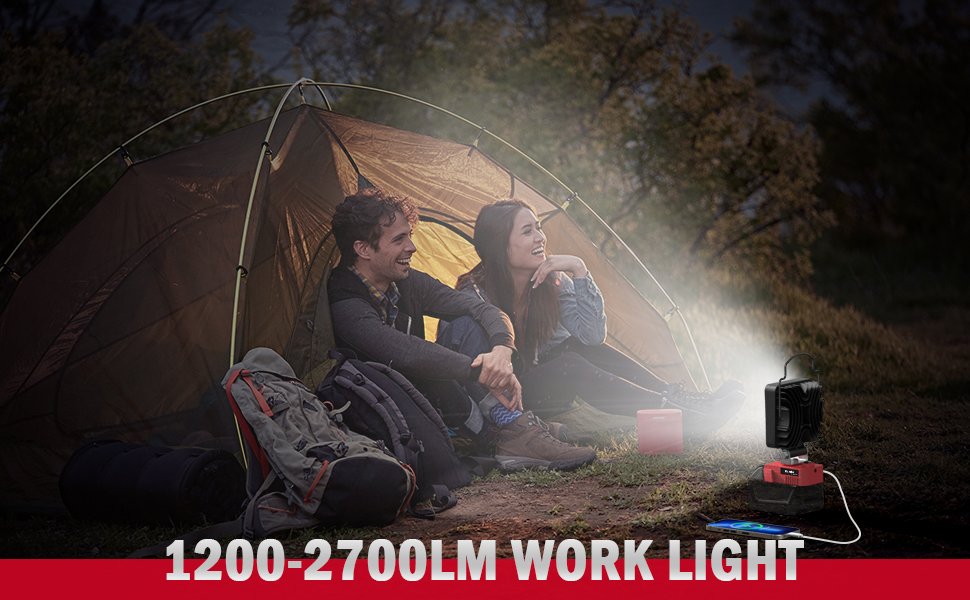 LED Work Light for Milwaukee M18,Ecarke Square 27w Cordless LED Flood Work Lights,18V Lithium Battery Light with Low Voltage Protection & USB&Type-C Charging Port(Upgraded ) 16 1703601833 528 LED Work Light for Milwaukee M18Ecarke Square 27w Cordless LED