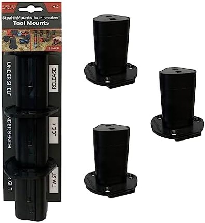 StealthMounts Locking Milwaukee M12 Tool Holder 6 Pack of Milwaukee Tool Holder M12 Mount | Milwaukee Tool Organizer | Milwaukee Tool Storage | Milwaukee 12V Tool Holder | Made in UK