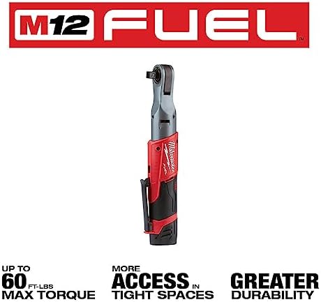 1704381257 336 Milwaukee M12 FUEL 12 Ratchet with 2 Batteries and Charger