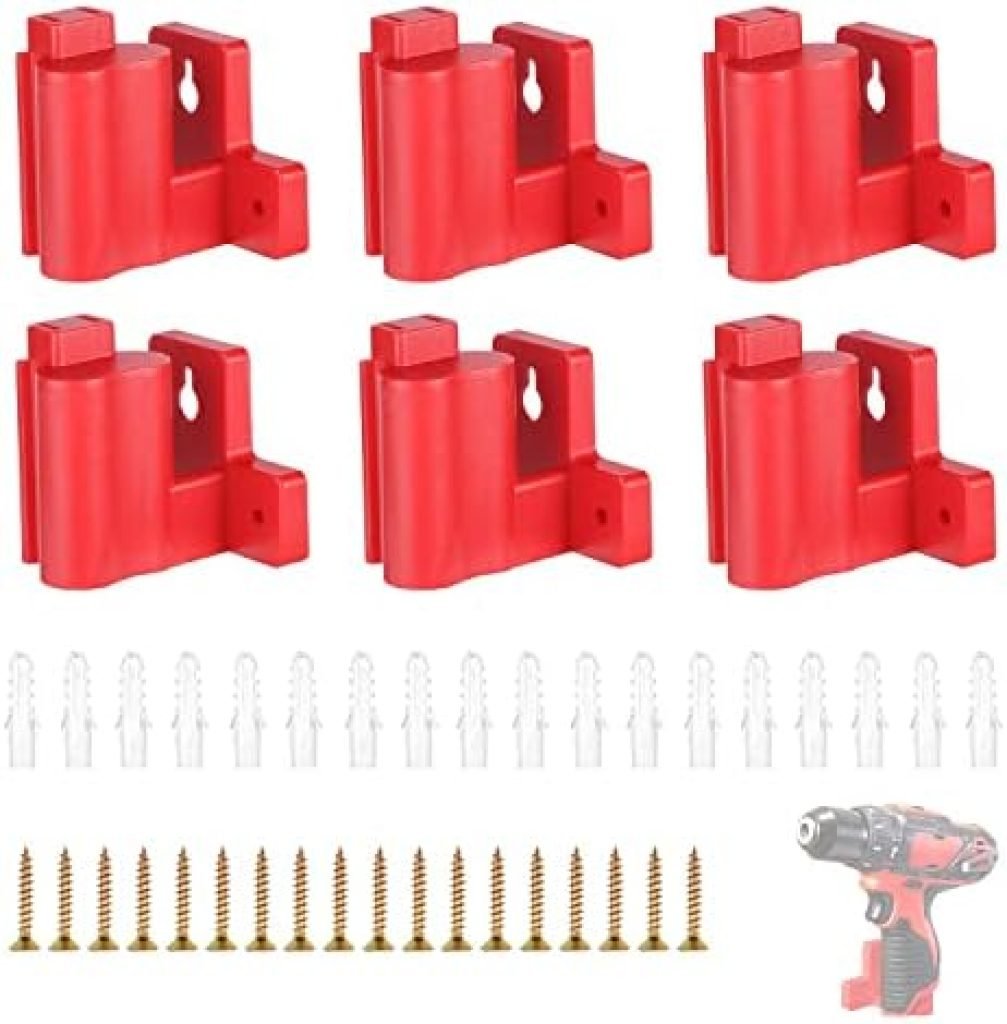 6PCS Milwaukee Drill Holder, Dirll Holder Wall Mount for Milwaukee M12 Drill, DIY M12 Tool Holder and Tool Storage, No 3D Printed Vertical Drill Mount, Red 5 4131TIzhSPL. AC
