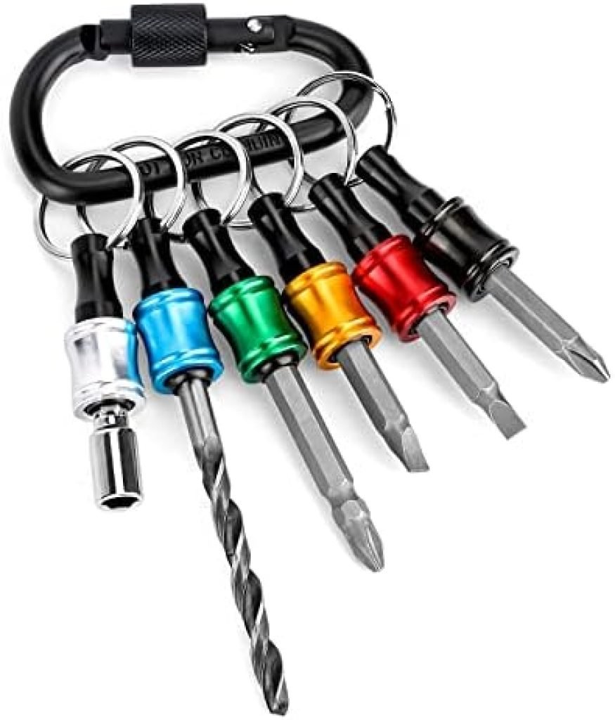 1/4 Inch Hex Shank Drill Bits Holder - Portable Six Color Coded Quick-Change Screwdriver Bits Holder Organizer Tool for 1/4" Impact Tips, Screws, Drivers, with Black Carabiner(Bits Not Include) 15 41TQCU CF4L. AC