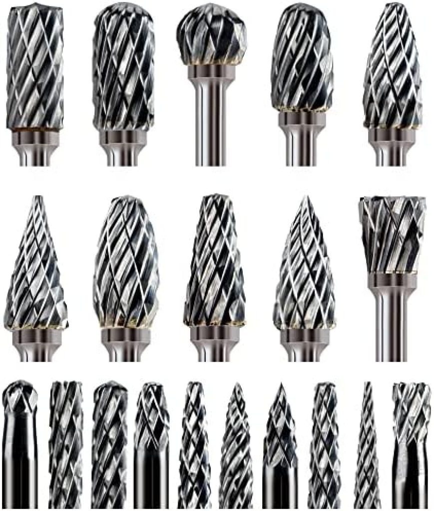 Sworker Carbide Burr Set Compatible with Dremel 1/8" Shank 20PCS Die Grinder Rotary Tool Rasp Bits Accessories Attachments Metal Wood Stone Plastic Carving Cutting Cleaning Grinding Engraving 9 51x2ABog3xL. AC