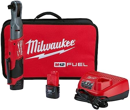 Milwaukee M12 FUEL 12 Ratchet with 2 Batteries and Charger