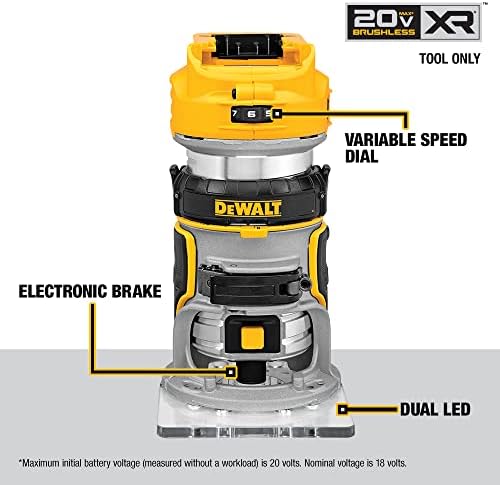 1707763469 635 DEWALT 20V Max XR Cordless Router Brushless Tool Only DCW600B