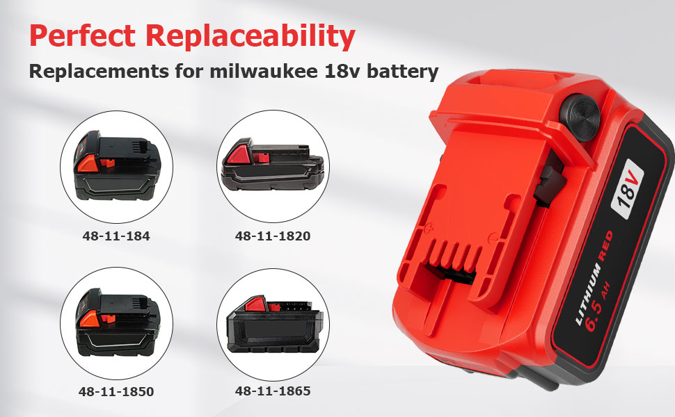 1709152367 146 4Pack 65Ah 18V Battery Replacement for Milwaukee M 18 Battery