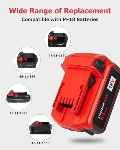 1709152367 915 4Pack 65Ah 18V Battery Replacement for Milwaukee M 18 Battery