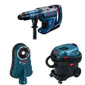 BOSCH GBH18V-45CK 18V PROFACTOR 1-7/8" SDS-max Rotary Hammer (Bare Tool), HDC200 SDS-Max Hammer Dust Collection Attachment, and VAC090AH 9 Gallon Dust Extractor
