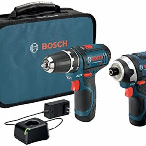 Bosch Power Tools Drill Kit - CLPK22-120 - 12-Volt Lithium-Ion 2-Tool Combo Kit (Drill/Driver and Impact Driver) with 2 Batteries, Charger and Case w/ 91 pc drill and drive bit set