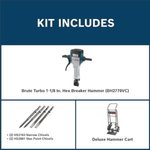 BOSCH BH2770VCD 120-Volt 1-1/8 Hex Breaker Hammer Brute Turbo Deluxe Kit with Deluxe Cart