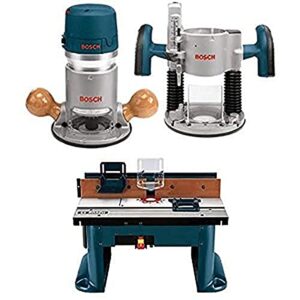 BOSCH 1617EVSPK Wood Router Tool Combo Kit - 2.25 Horsepower Plunge Router & Fixed Base Router Kit with a Variable Speed 12 Amp Motor and RA1181 Benchtop Router Table