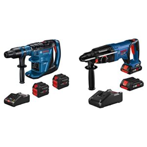 BOSCH GBH18V-40CK27 PROFACTOR 18V Hitman Connected-Ready SDS-max (2) CORE18V 12.0 Ah PROFACTOR Exclusive Batteries & BOSCH GBH18V-26DK25 18V EC Brushless SDS-plus Bulldog 1 In.