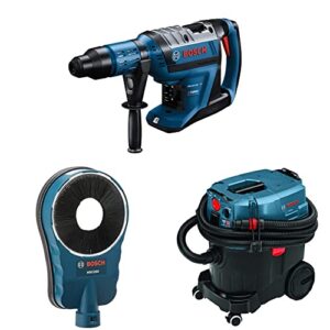 BOSCH GBH18V-45CK 18V PROFACTOR 1-7/8" SDS-max Rotary Hammer (Bare Tool), HDC250 SDS-max® Core Bit Dust Collection Attachment, VAC090AH 9 Gallon Dust Extractor, and HS19R2PK 2 Piece SDS-max®
