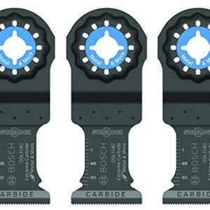 BOSCH OSL114C-3 3-Pack 1-1/4 in. Starlock Oscillating Multi Tool Metal & More Carbide Extreme Plunge Cut Blades for Cutting Iron Bar, Metal, Wood with Nails, Drywall and Tile