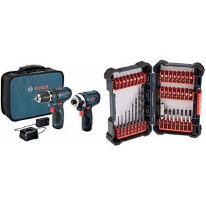 Bosch 40 Piece Impact Tough Drill Driver Custom Case System Set DDMS40 with Bosch Power Tools Combo Kit CLPK22-120 - 12-Volt Cordless Tool Set (Drill/Driver and Impact Driver)
