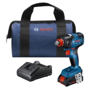 Bosch 18V GDX18V Two-In-One 1/4 Inch and 1/2 Inch Bit Socket Impact Driver Wrench Kit with Standard Power Battery and Focused LED Light (Renewed)