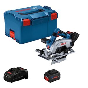 Bosch Professional 18V System Cordless Circular Saw GKS 18V 57-2L (Left Side Blade, Carbonless Motor, 1x Circular Saw Blade, 2x ProCORE 5.5Ah Batteries, Charger, in L-BOXX)
