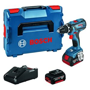 Bosch Professional 18V System GSR 18V-28 cordless drill driver (max. torque (soft/hard): 28/63 Nm, incl. 2 x 4.0 Ah rechargeable batteries, GAL 18V-40 charger, L-BOXX)