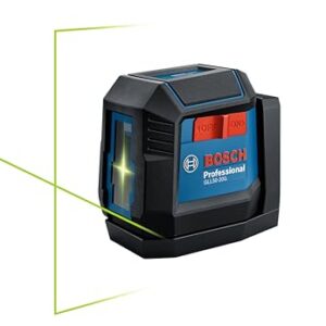 BOSCH GLL50-20G 50 Ft Green-Beam Self-Leveling Cross-Line Laser, Includes Integrated Magnetic Mount, 2 AA Batteries, & Soft Pouch