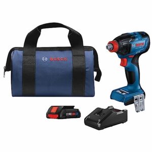 Bosch GDX18V-1860CB15-RT 18V Freak Brushless Lithium-Ion 1/4 in. and 1/2 in. Cordless Connected-Ready Impact Driver Kit (4 Ah) (Renewed)