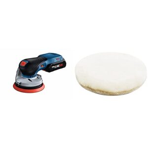 Bosch GEX18V-5N 18V Brushless 5 In. Random Orbit Sander (Bare Tool)&BOSCH RS014 5 In. Buffing Disc, Cream