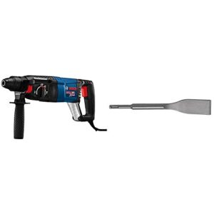 Bosch 11255VSR Bulldog Xtreme - 8 Amp 1 Inch Corded Variable Speed Sds-Plus Concrete/Masonry Rotary Hammer Power Drill, Blue & 1-1/2 x 10" SDS-plus Bulldog Xtreme Hammer Tile Chisel HS1465