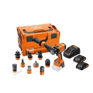 Fein 18V AS 4-Speed Cordless Drill/Driver Set with Hammer Function - Brushless PowerDrive Motor - Includes 8 QuickIN Accessories, 2 18 V 4Ah Batteries with Charger - ASCM18-4 QMP AS, 71161565090