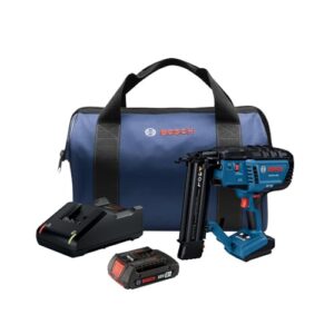 BOSCH GNH18V-18MB12 18V Brushless 18-Gauge Brad Nailer Kit with 2Ah Battery and Charger - Cordless, Efficient, and Precise for Decorative Work and Tight Spaces