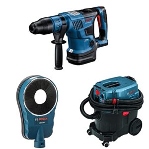 BOSCH GBH18V-36CN 18V PROFACTOR1-1/4" SDS-maxRotary Hammer (Bare Tool),HDC250 SDS-max®Core Bit Dust CollectionAttachment,VAC090AH 9Gallon Dust Extractor,andHS19R2PK 2PieceSDS-max®R-TecSelf-Sharpening