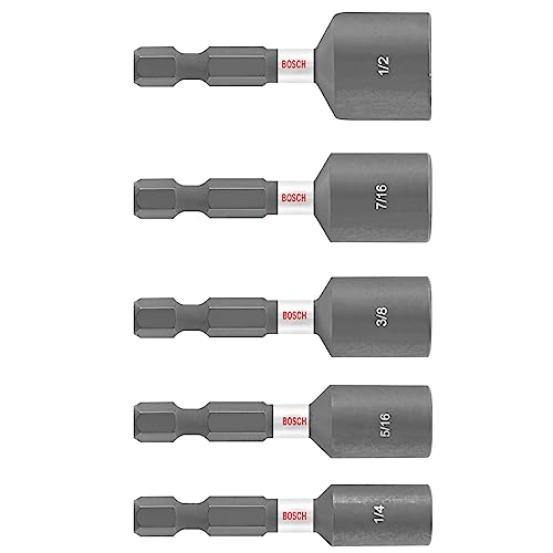 Unleashing Power: BOSCH ITNSV105 Nutsetters in Action 1 BOSCH ITNSV105 5-Piece 1-7/8 In.Impact Tough Nutsetters Assorted Set