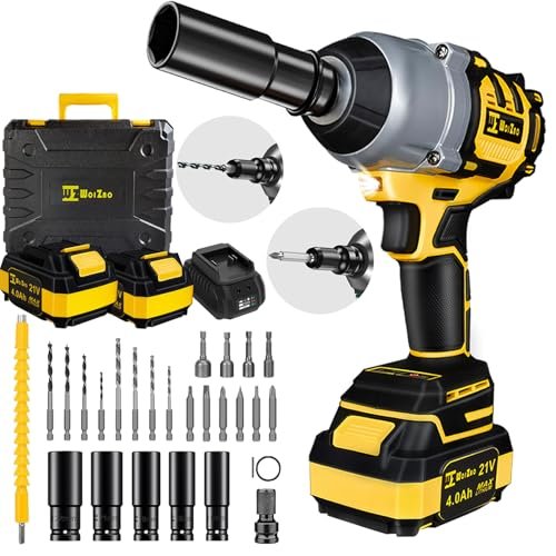 Unleashing Power: Review of the 1/2 Inch Cordless Impact Wrench 1 1/2 inch Cordless Impact Wrench,650Ft-lbs (800N.m) Brushless Power Impact Driver,3000RPM High Torque Impact Gun,2x 4.0 Battery, 5 Sockets,8 Drill,6 Screws for Home Car Tires Truck Mower