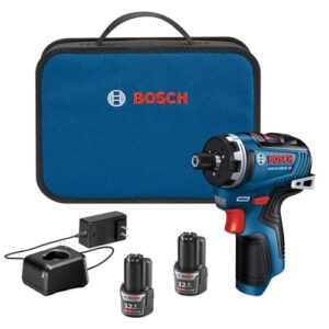 Bosch GSR12V-300HXB22-RT 12V Max Brushless Lithium-Ion 1/4 in. Cordless Hex Two-Speed Screwdriver Kit with 2 Batteries (2.0 Ah) (Renewed)