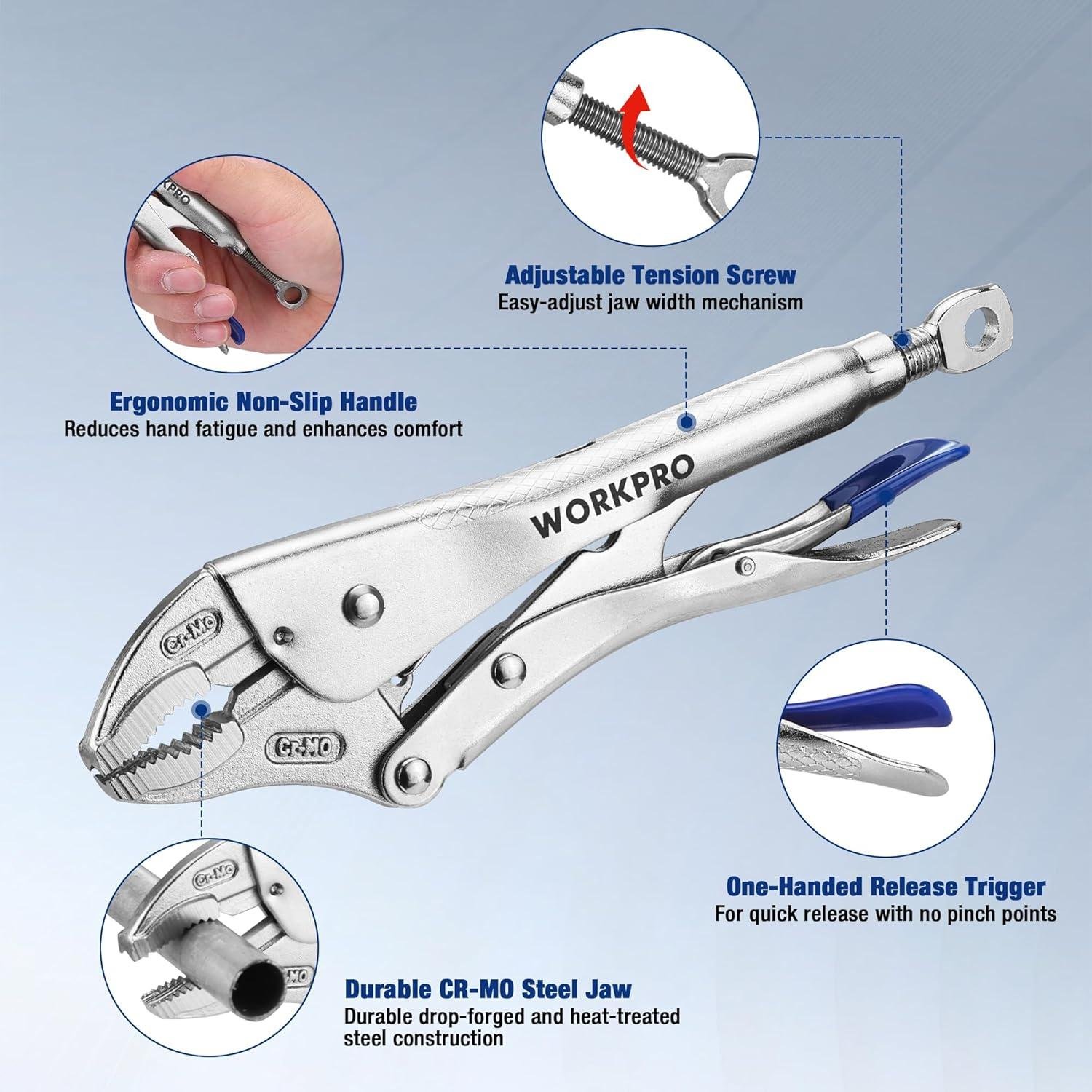 WORKPRO Locking Pliers: My Go-To Grip Set 6 WORKPRO Locking Pliers: My Go-To Grip Set
