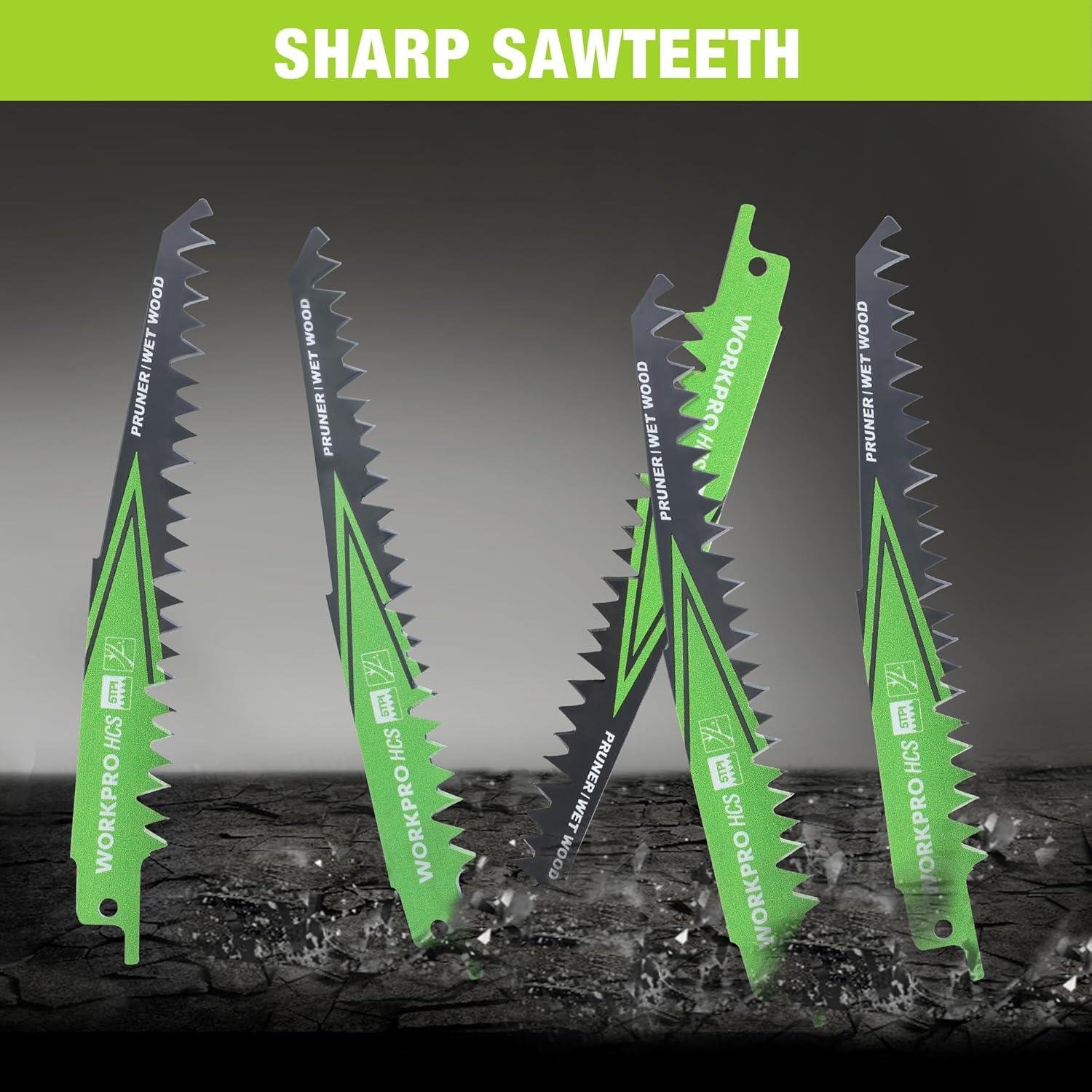 **These WORKPRO Blades Rip Through Wet⁣ Wood Fast**