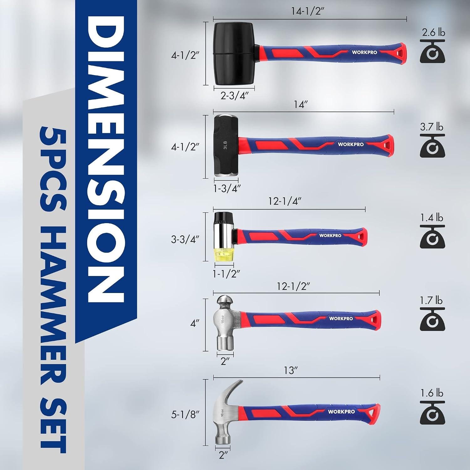WORKPRO 5-Piece Hammer Set Review: Covers Every Home Job 4 WORKPRO 5-Piece Hammer Set Review: Covers Every Home Job